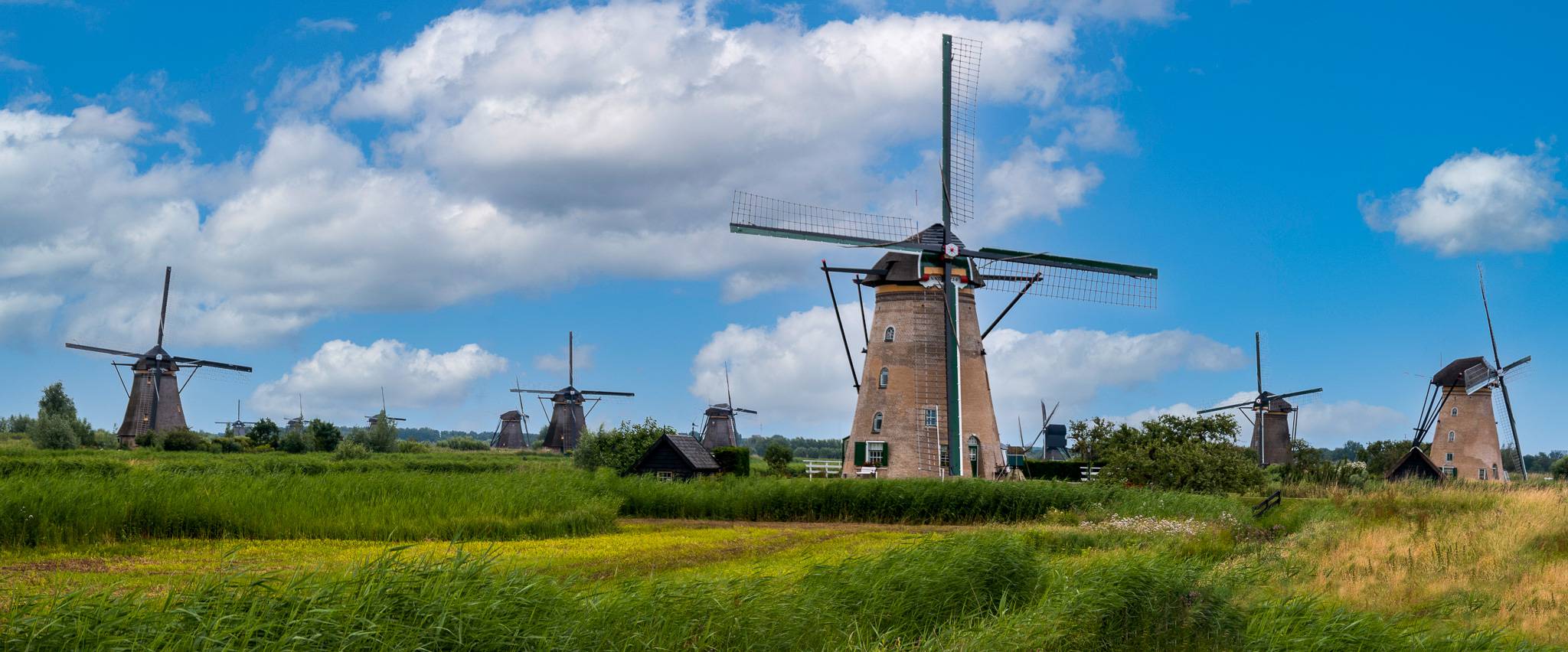 Panorama van 11 molens Kinderdijk – Zuid-Holland